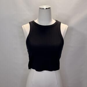 Maeve By Anthropologie Tank Top Womens Small Black Ribbed Cropped Knit Stretch